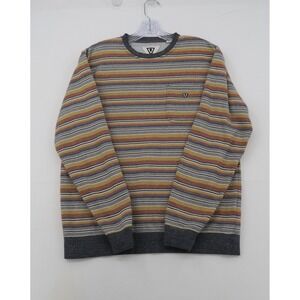 Vissla Mens Large Striped Pocket Crewneck Sweatshirt Multi Color M602URIV